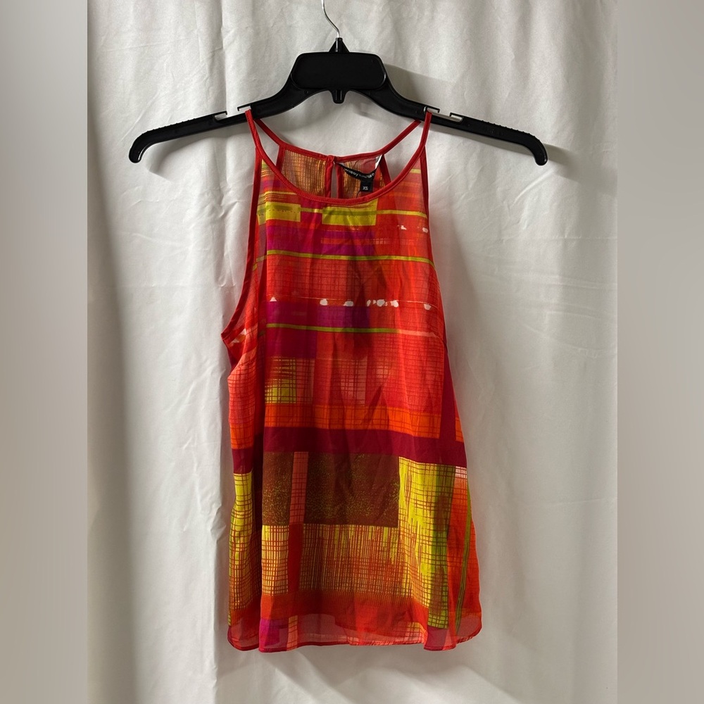 Walter‎ Baker Marie Top Sunset Plaid Halter Neck Sleeveless Blouse XS WS1450968